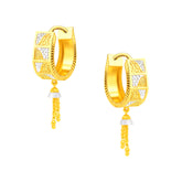 22k Two Tone Gold Small U-Shaped with Drops Earrings